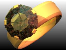 Кольцо (обратите внимание на то, как просчитывается преломление лучей в алмазе)